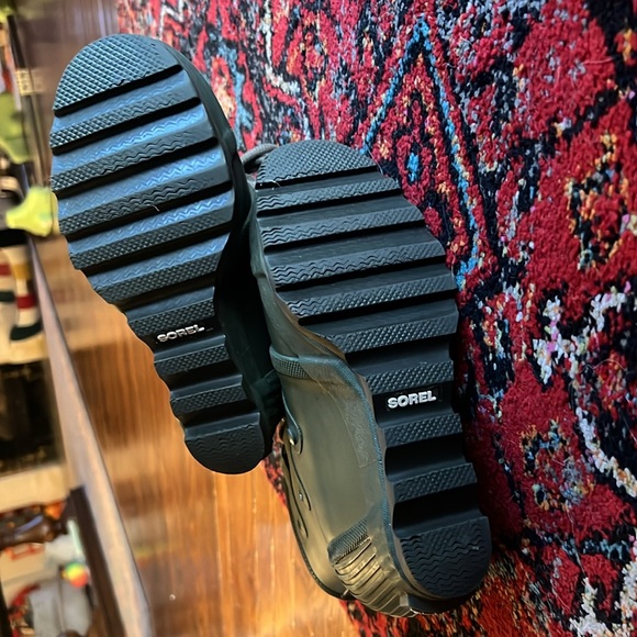 Sorel Joan Rain Wedge Boots - Olive Green Women's 7 Heel Gloss Rubber Lace Up - Picture 5 of 7